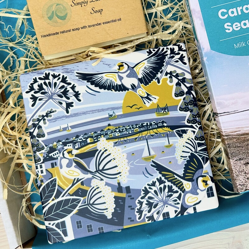 Cornish Coastal Gift Set with St Ives illustrated coaster