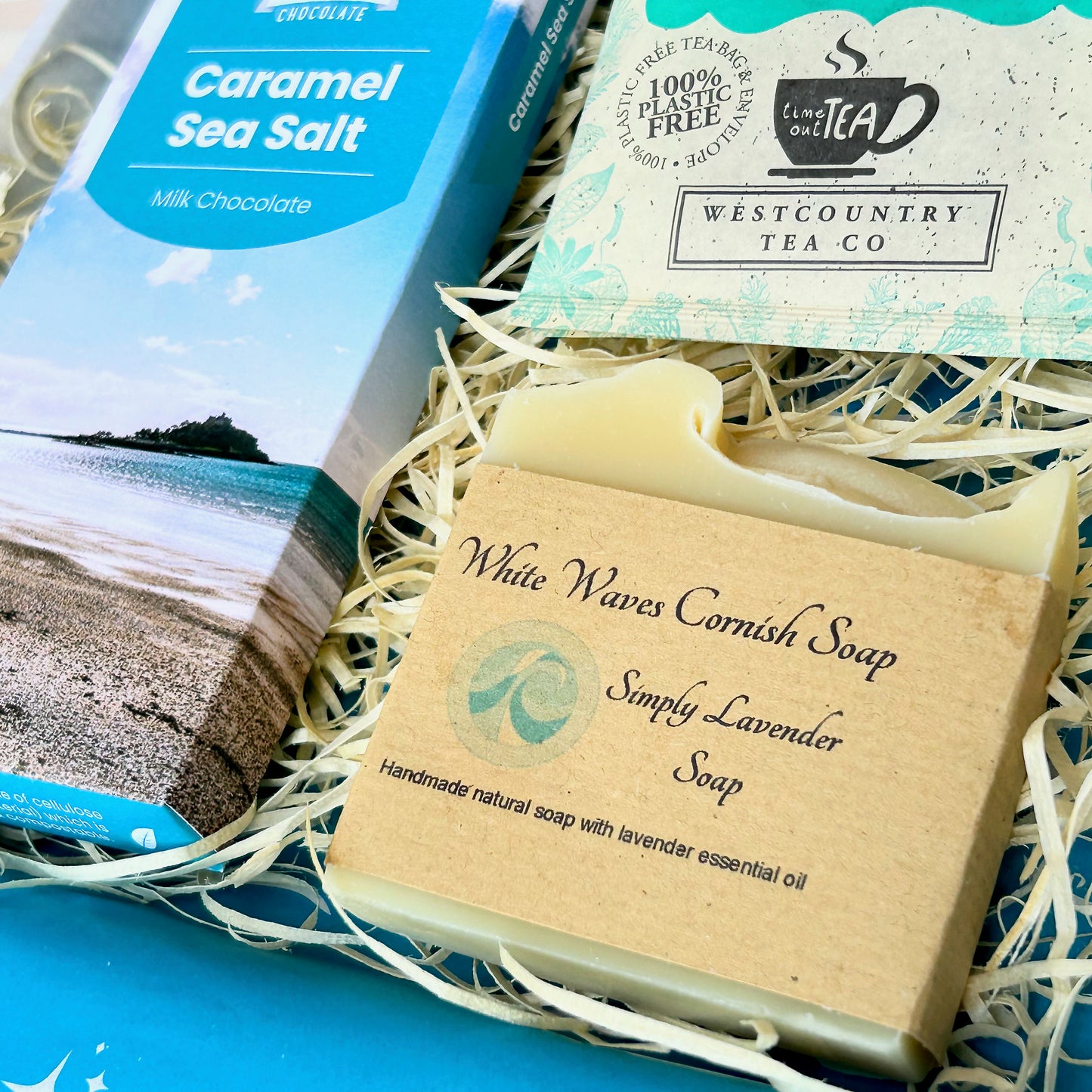 Cornish Gifts by Post - Cornish Letterbox Gift Set with Cornish soap, Cornish chocolate, and Cornish tea