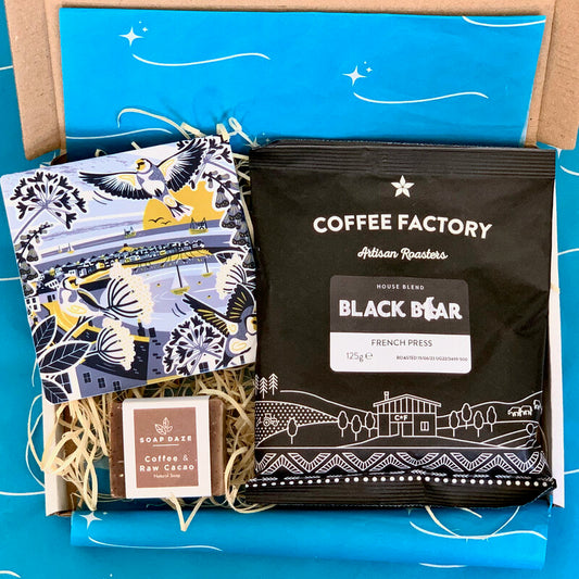 Letterbox Coffee Gift Set with Cornish Coaster and Devon coffee