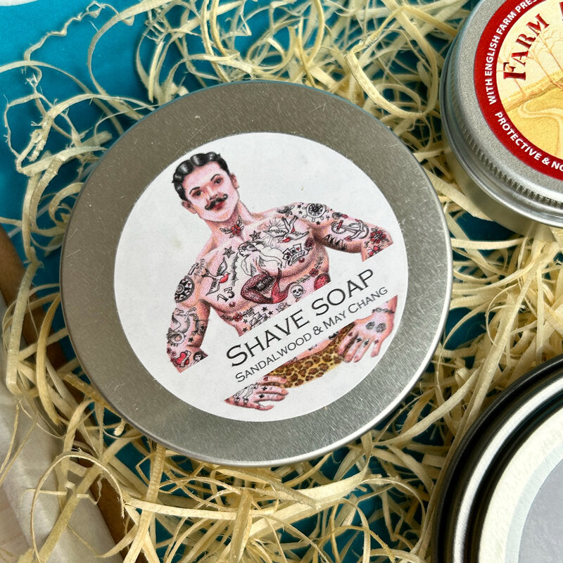 Mens Gift Set - Shavers Gift Set - Cornish Chocolate, Devon made Shave Soap and Shave balm, hand salve